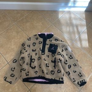 Ivory Ella leopard print Sherpa quarter zip